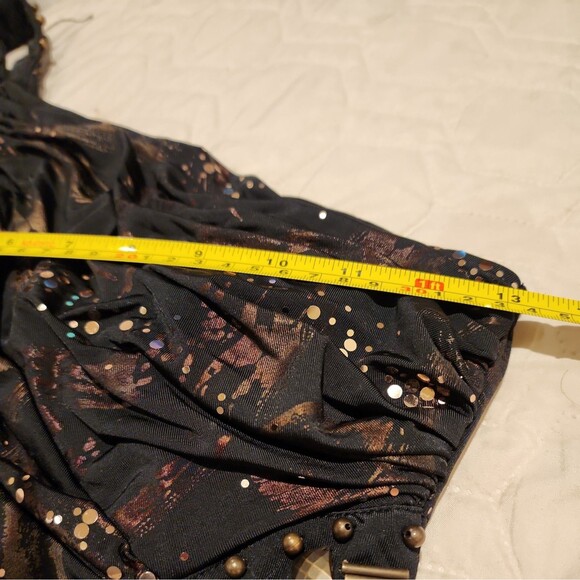 LIMITÉ Ruched Bodycon One Shoulder Sz Small Dress Embellishments Mini Dress - Picture 5 of 12